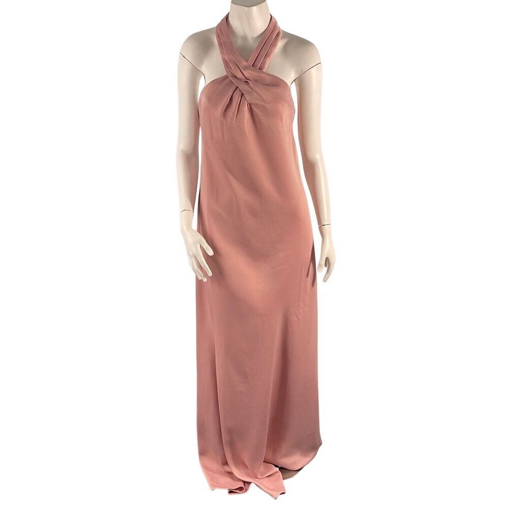 BHLDN Ruby Twist Halter Satin‎ Ball Gown Maxi Dress 16 Formal Bridesmaid Prom